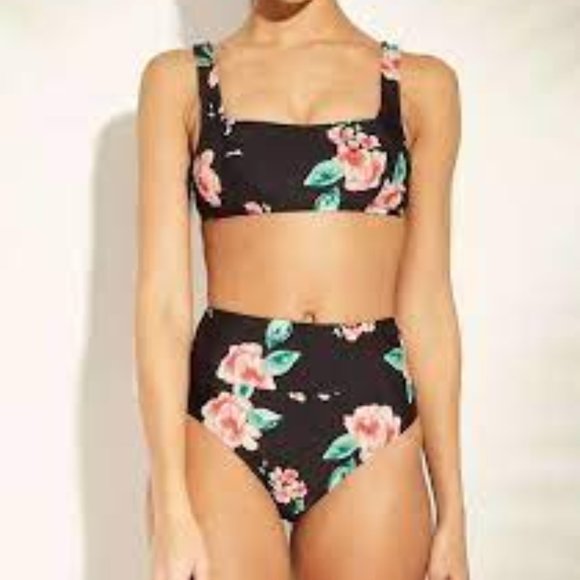 Xhilaration Other - Square Neck Bralette Bikini Top & High Waisted Bottoms